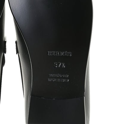 Hermes Calfskin Womens Destin Loafer 37.5 Black 10 of 11