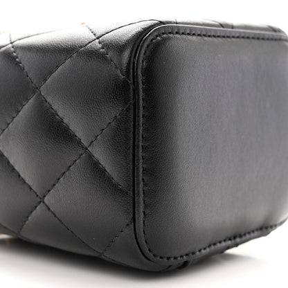 Chanel Lambskin Quilted Top Handle Mini Vanity Case With Chain Black 9 of 11