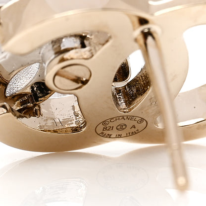 Chanel Crystal Double CC Earrings Gold Silver 4 of 4