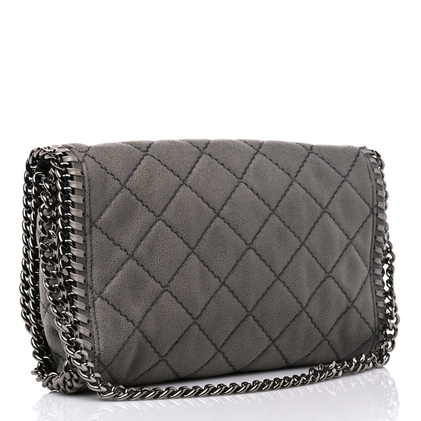 Shaggy Deer Quilted Falabella Clutch Grey