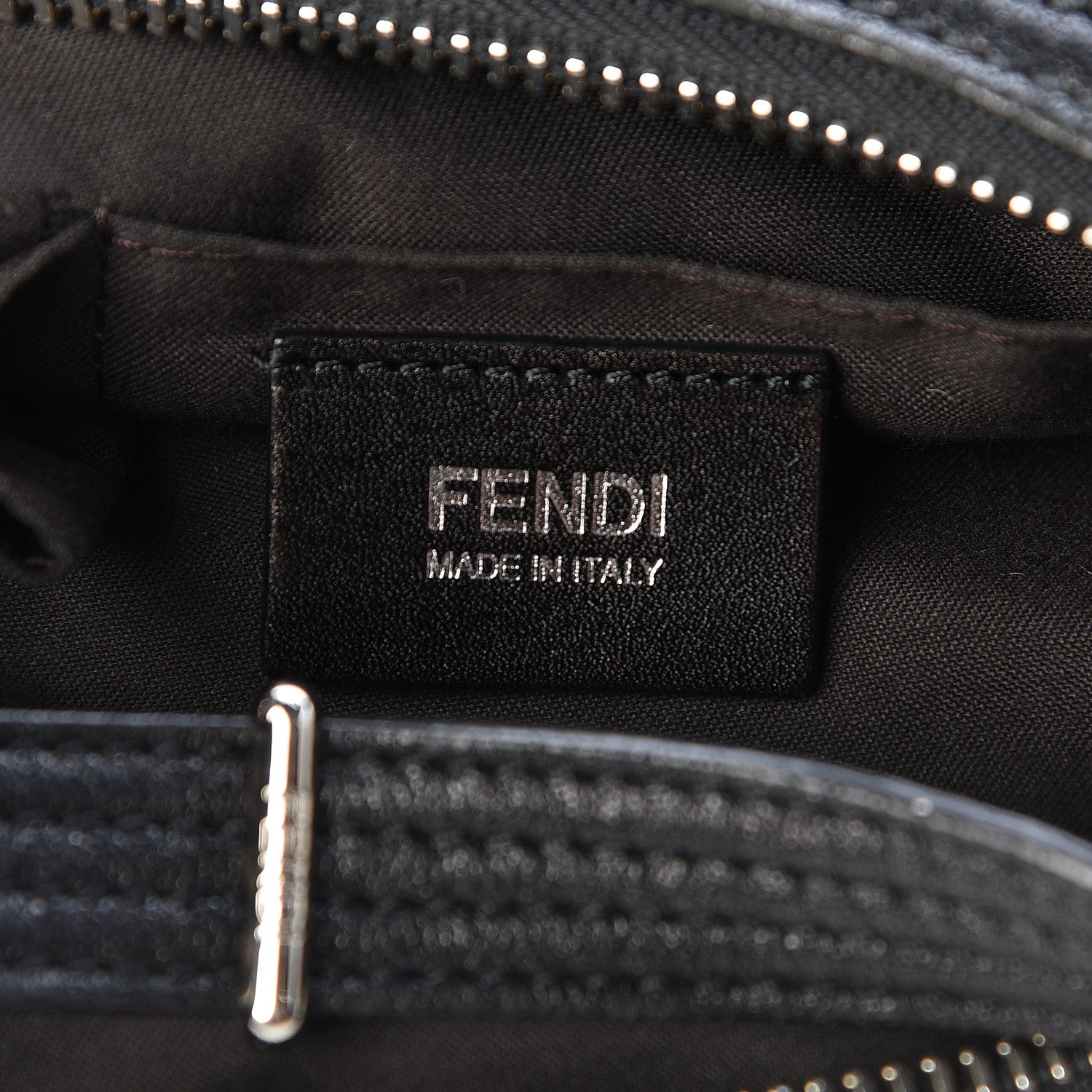 Fendi Sheepskin Zipper Hobo Black 6 of 10