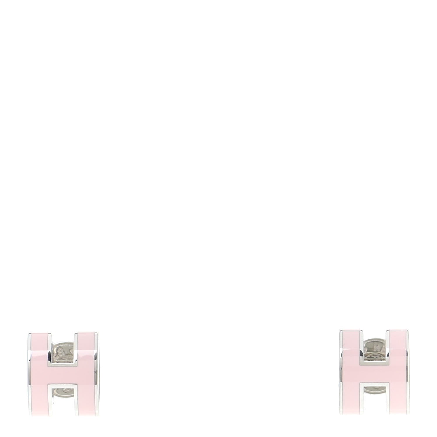Hermes Palladium Lacquered Mini Pop H Earrings Rose Dragee 1 of 7