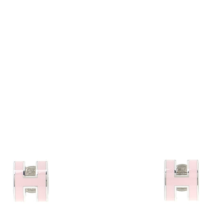 Hermes Palladium Lacquered Mini Pop H Earrings Rose Dragee 1 of 7