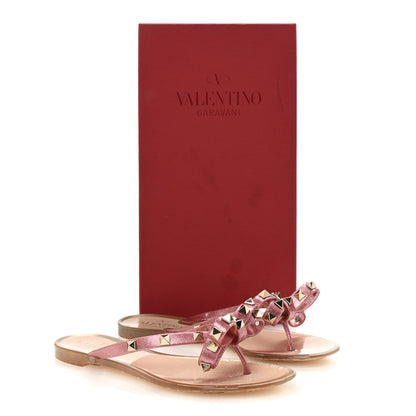 Valentino Garavani PVC Jelly Glitter Rockstud Bow Thong Sandals 35 Pink 9 of 9