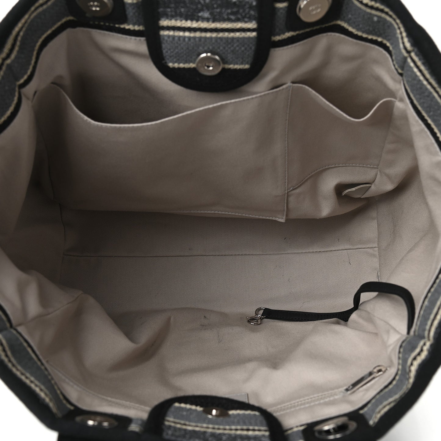 Striped Canvas Medium Deauville Tote Black