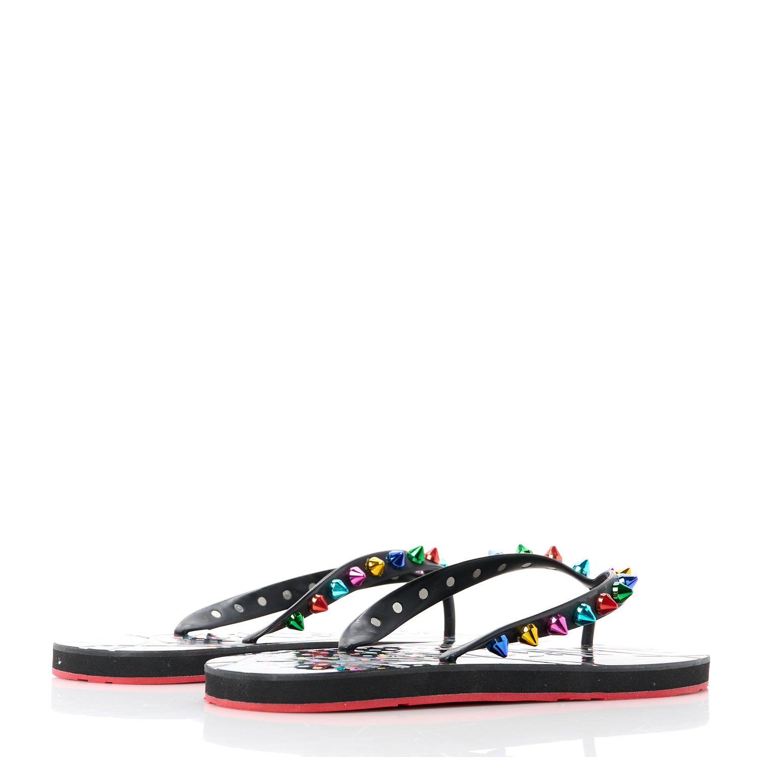 Christian Louboutin Rubber Spike Loubi Donna Flip Flop 38 Black Multicolor 4 of 8