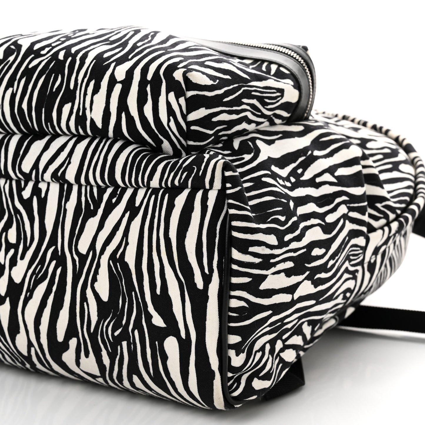 Canvas Zebra Print City Backpack Black White