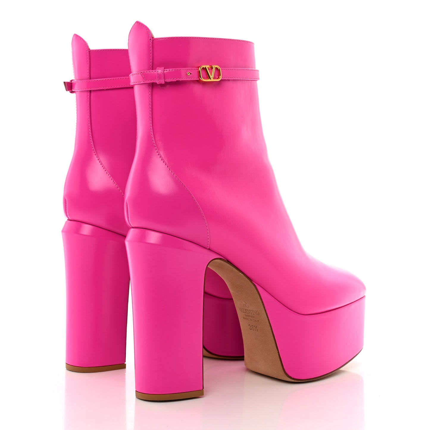 Calfskin Tan-Go Platform 55/120mm Ankle Boots 38.5 Pink PP