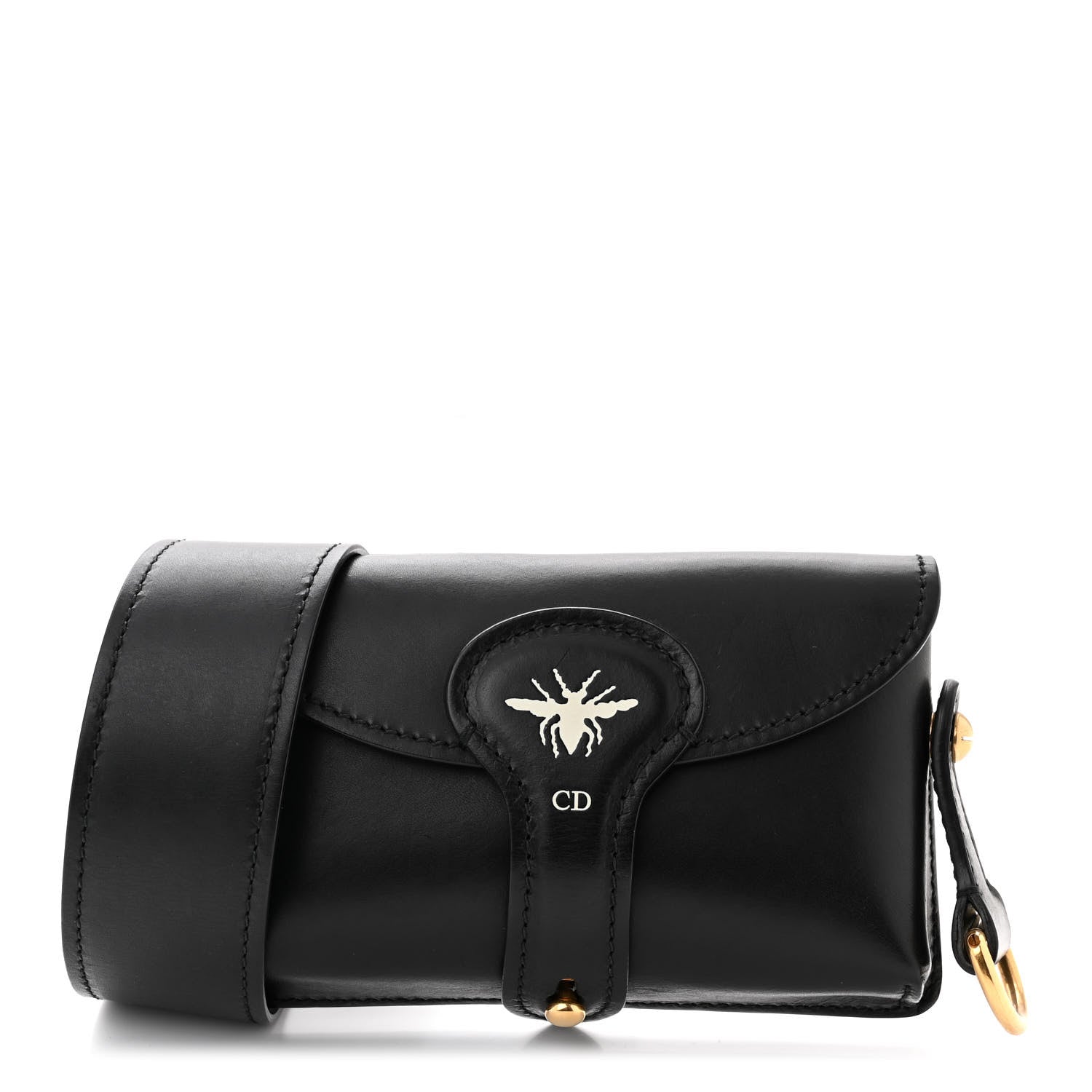 Christian Dior Grained Calfskin D-Bee Shoulder Bag Black 1 of 12