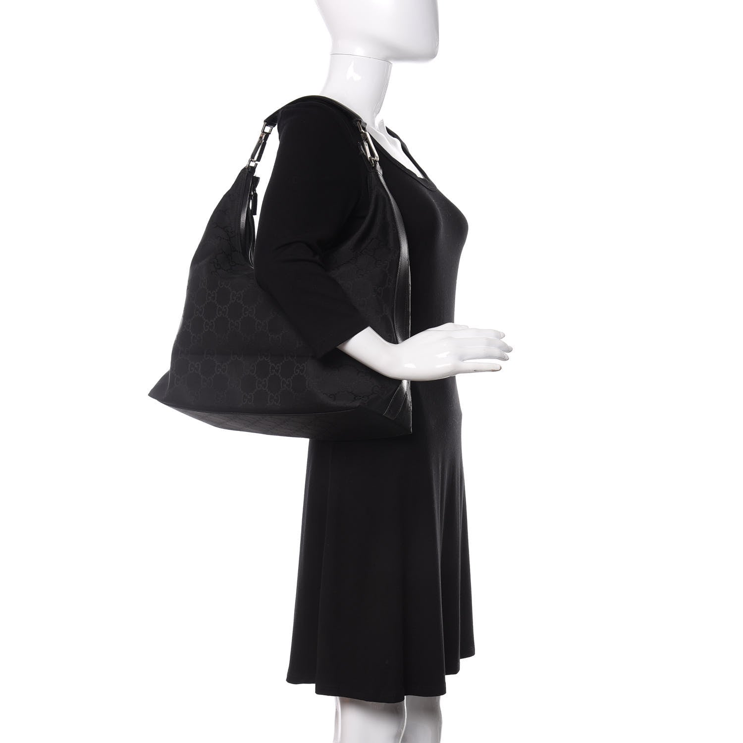 Gucci Nylon Monogram Hobo Black 2 of 12