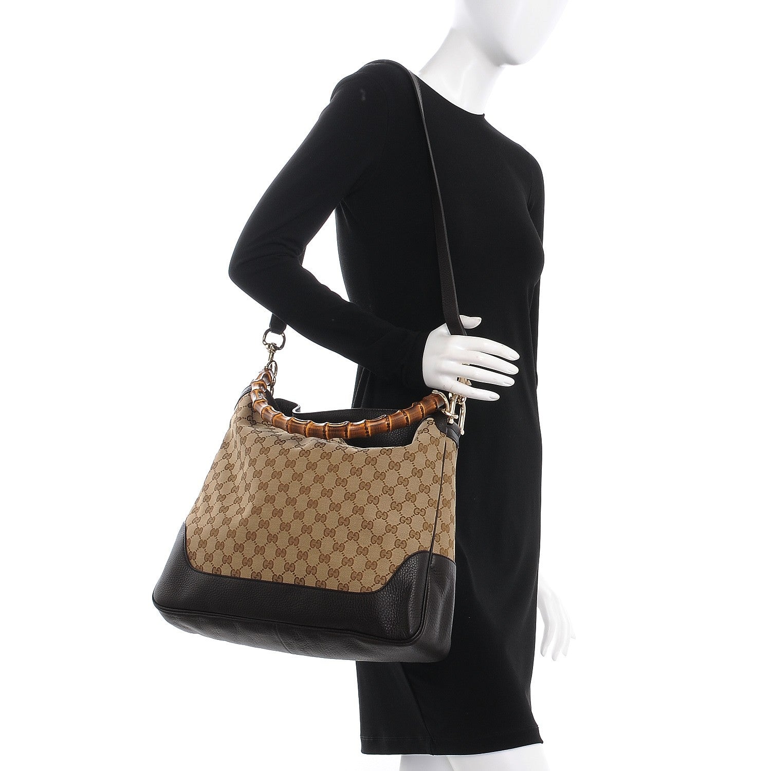 Gucci Monogram Medium Diana Bamboo Shoulder Bag Dark Brown 2 of 7
