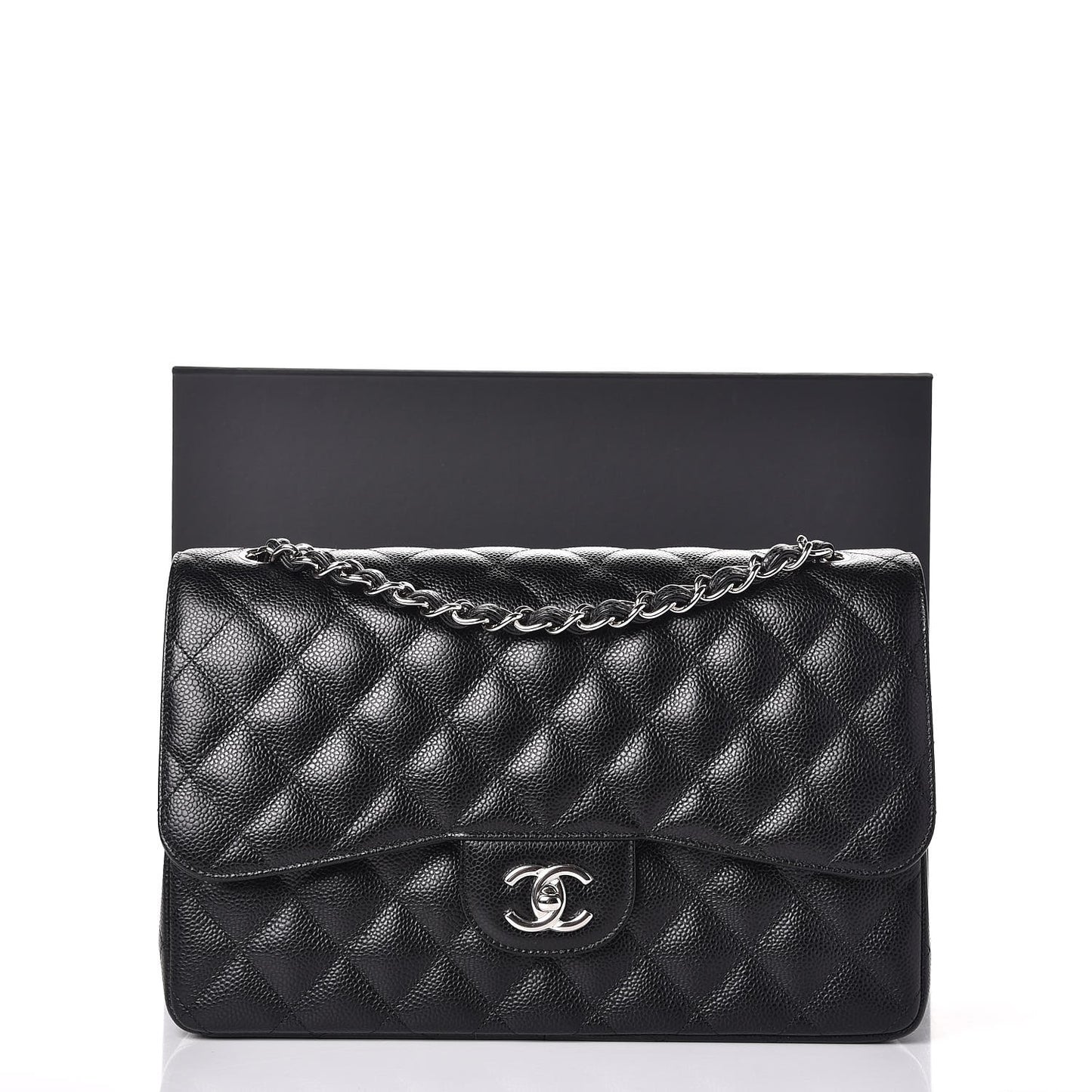 Caviar Quilted Jumbo Double Flap Black