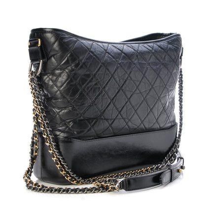 Chanel Aged Calfskin Quilted Large Gabrielle Hobo Black 3 of 8