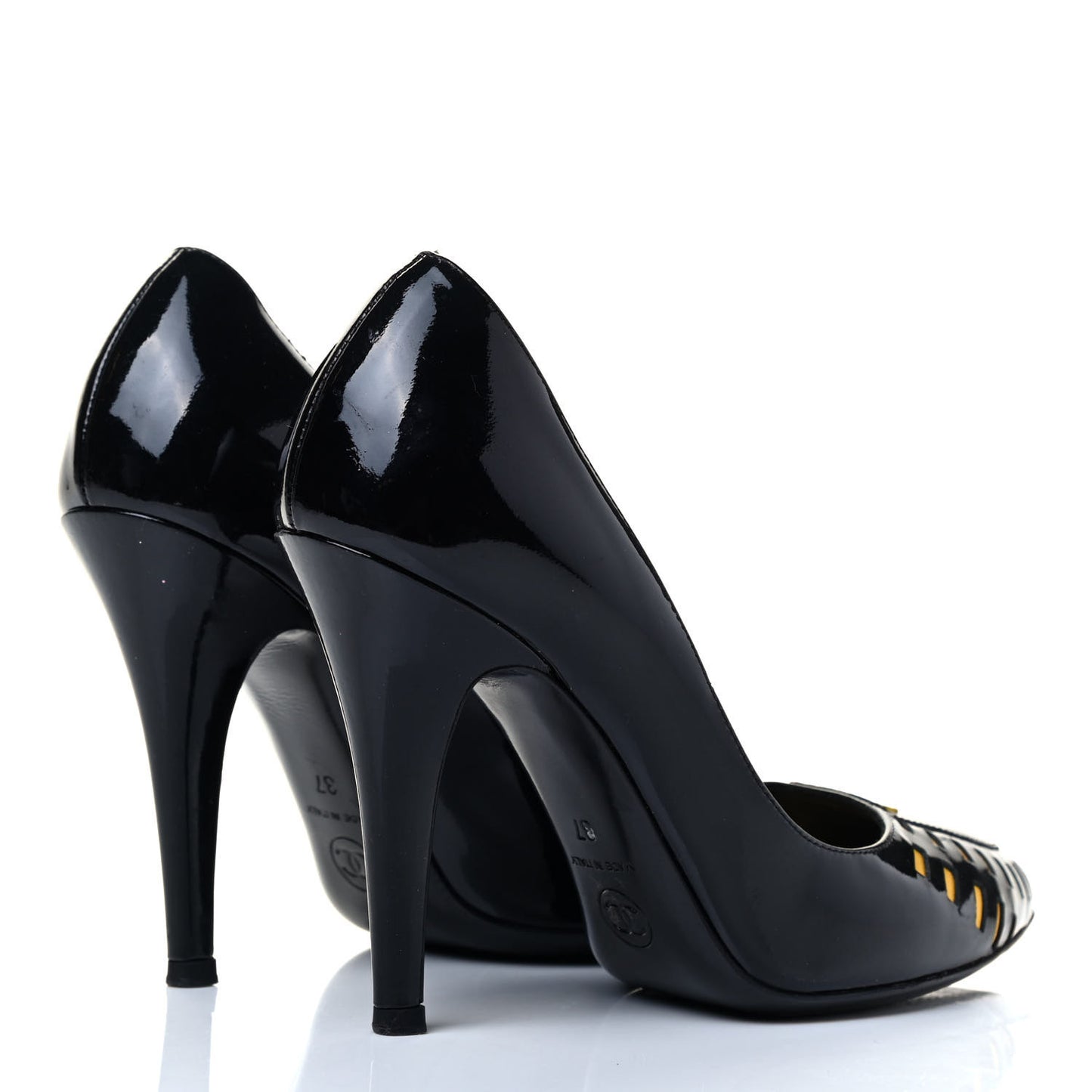 Patent Cut Out CC Pumps 37 Black Yellow