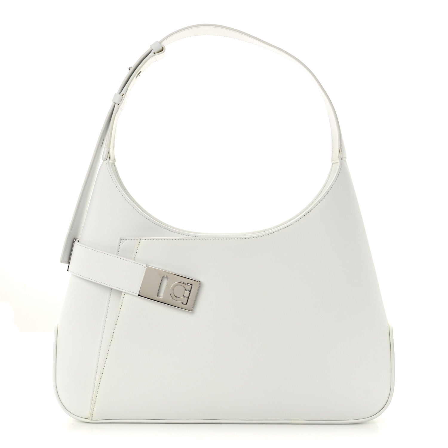 Salvatore Ferragamo Soft Calfskin Large Gancini Arch Hobo Optic White 1 of 14