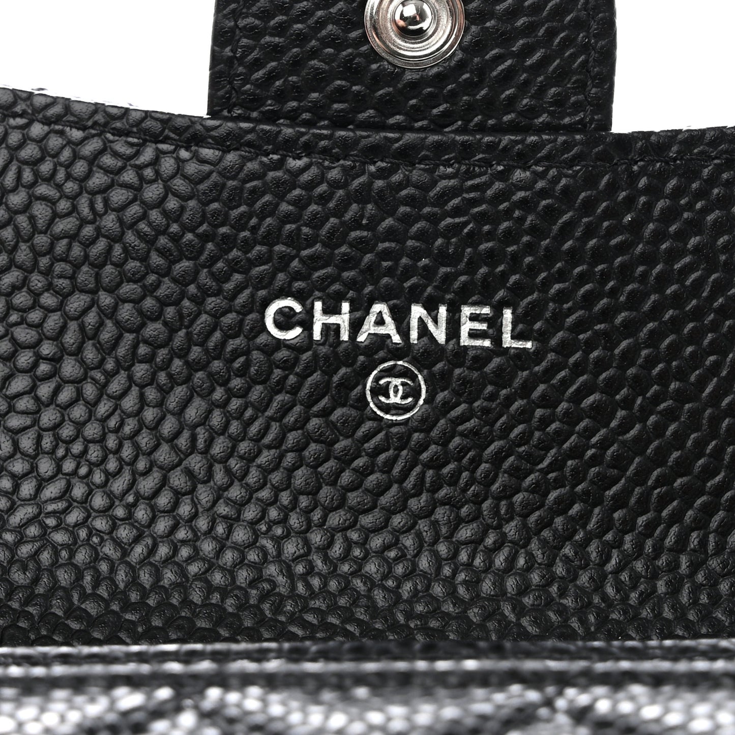 Caviar Quilted Flap Card Holder Wallet Black