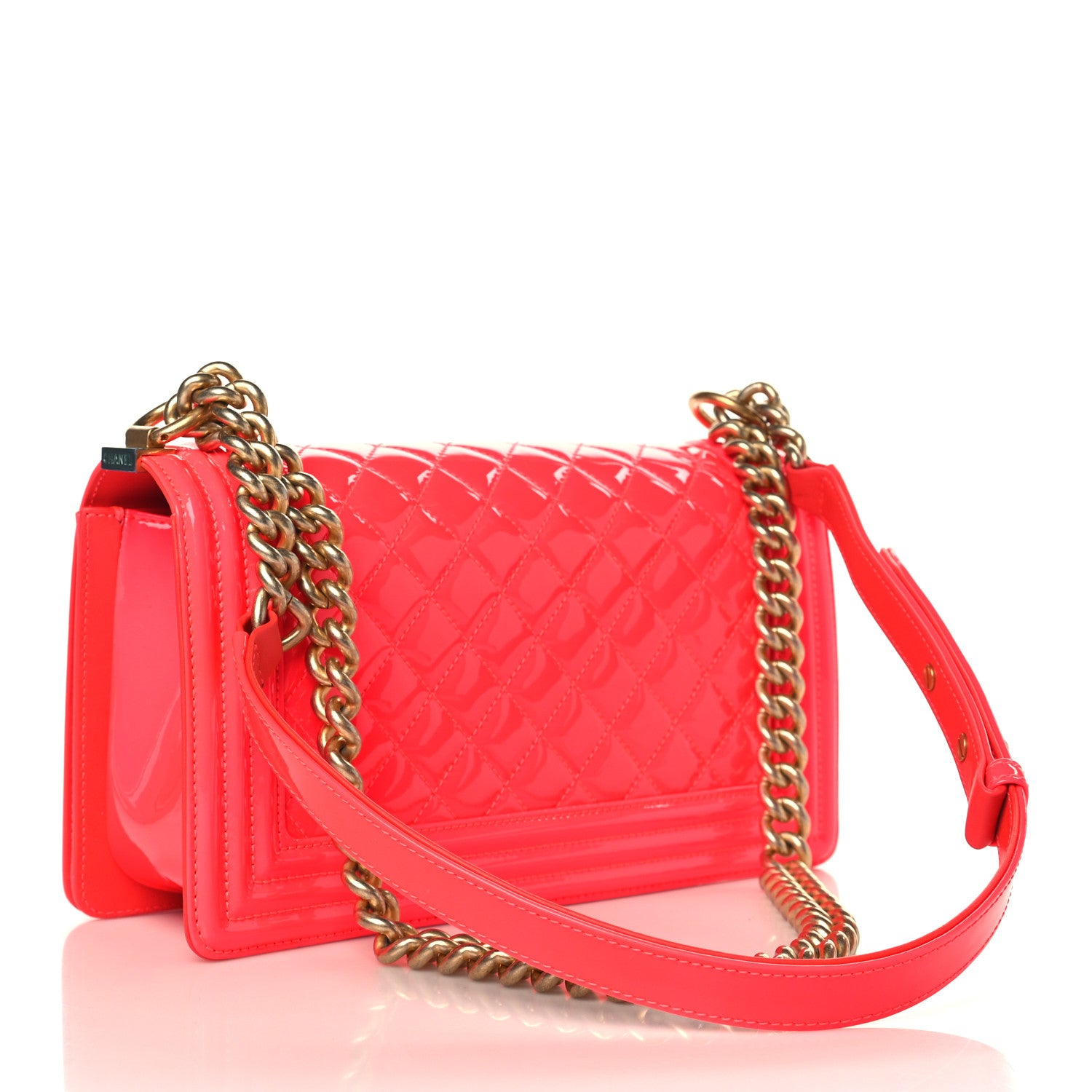 Chanel Patent Quilted Medium Boy Flap Pink 3 of 9