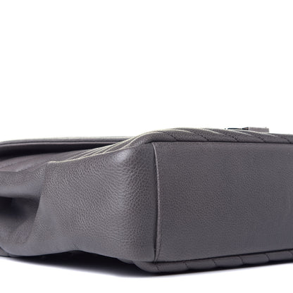 Saint Laurent Sheepskin Matelasse Chevron Monogram Large College Satchel Dark Anthracite 8 of 10