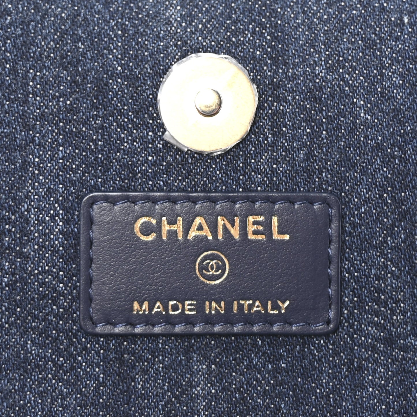 Denim Quilted Chanel 19 Flap Phone Holder With Chain Blue