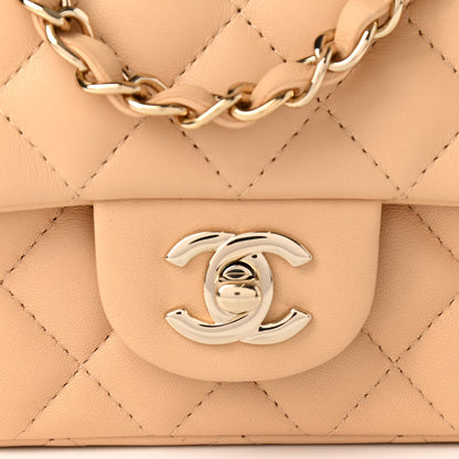 Chanel Lambskin Quilted Mini Rectangular Flap Beige 8 of 11
