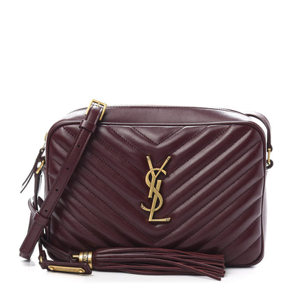 Saint Laurent Calfskin Matelasse Monogram Lou Camera Bag Dark Legion Red 1 of 10