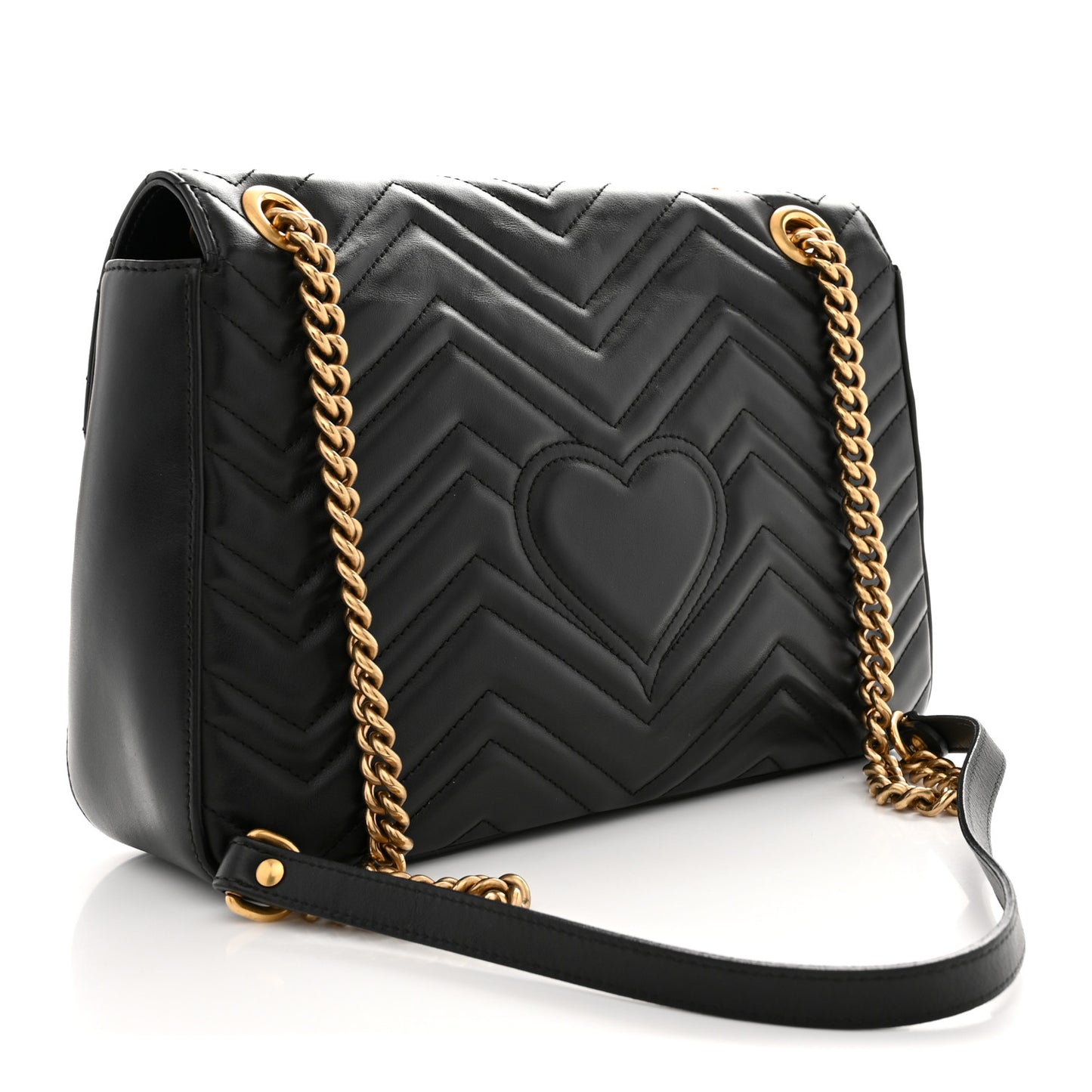 Calfskin Matelasse Animal Studs Medium GG Marmont Shoulder Bag Black
