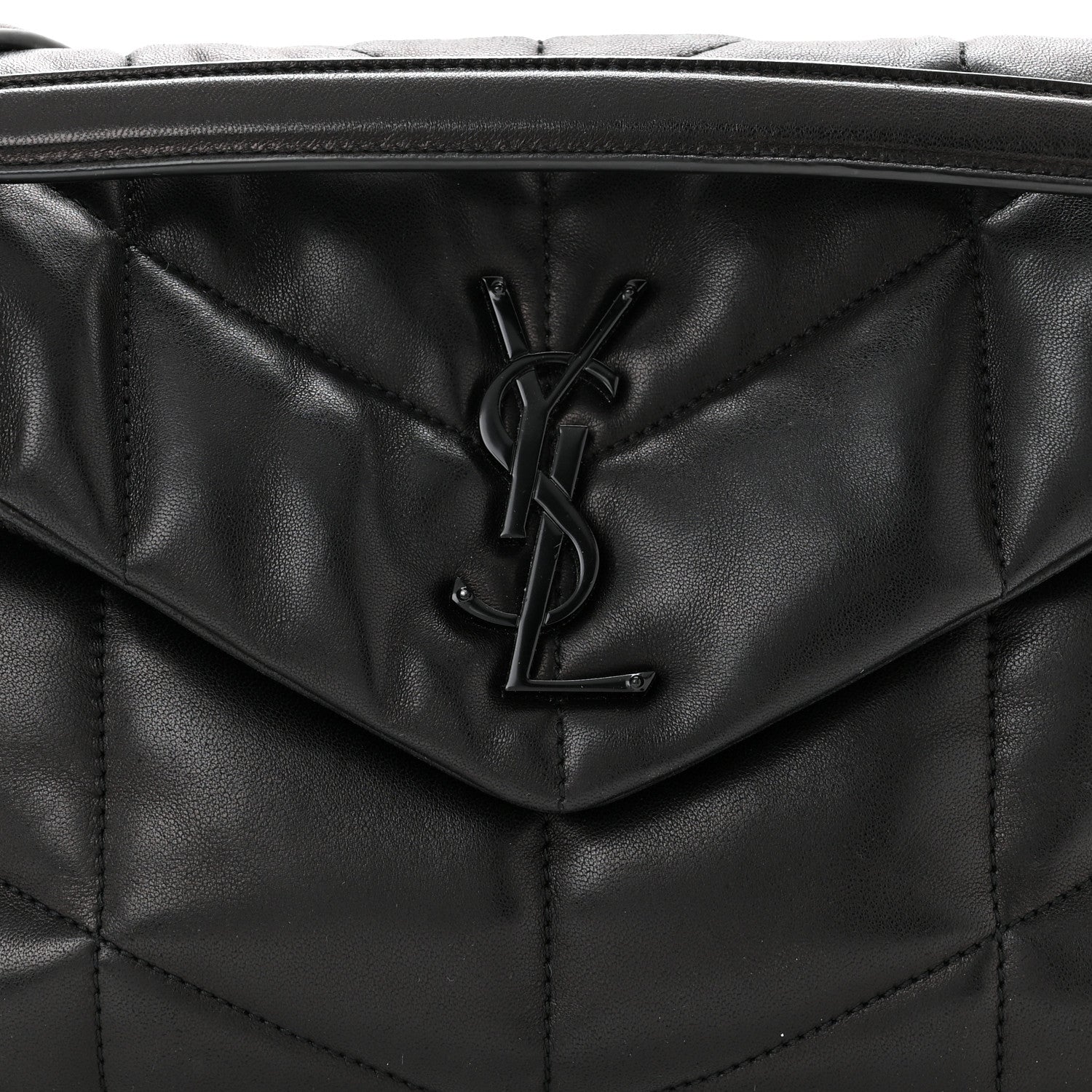 Saint Laurent Lambskin Quilted Monogram Monochrome Small Loulou Puffer Chain Satchel Black 8 of 11