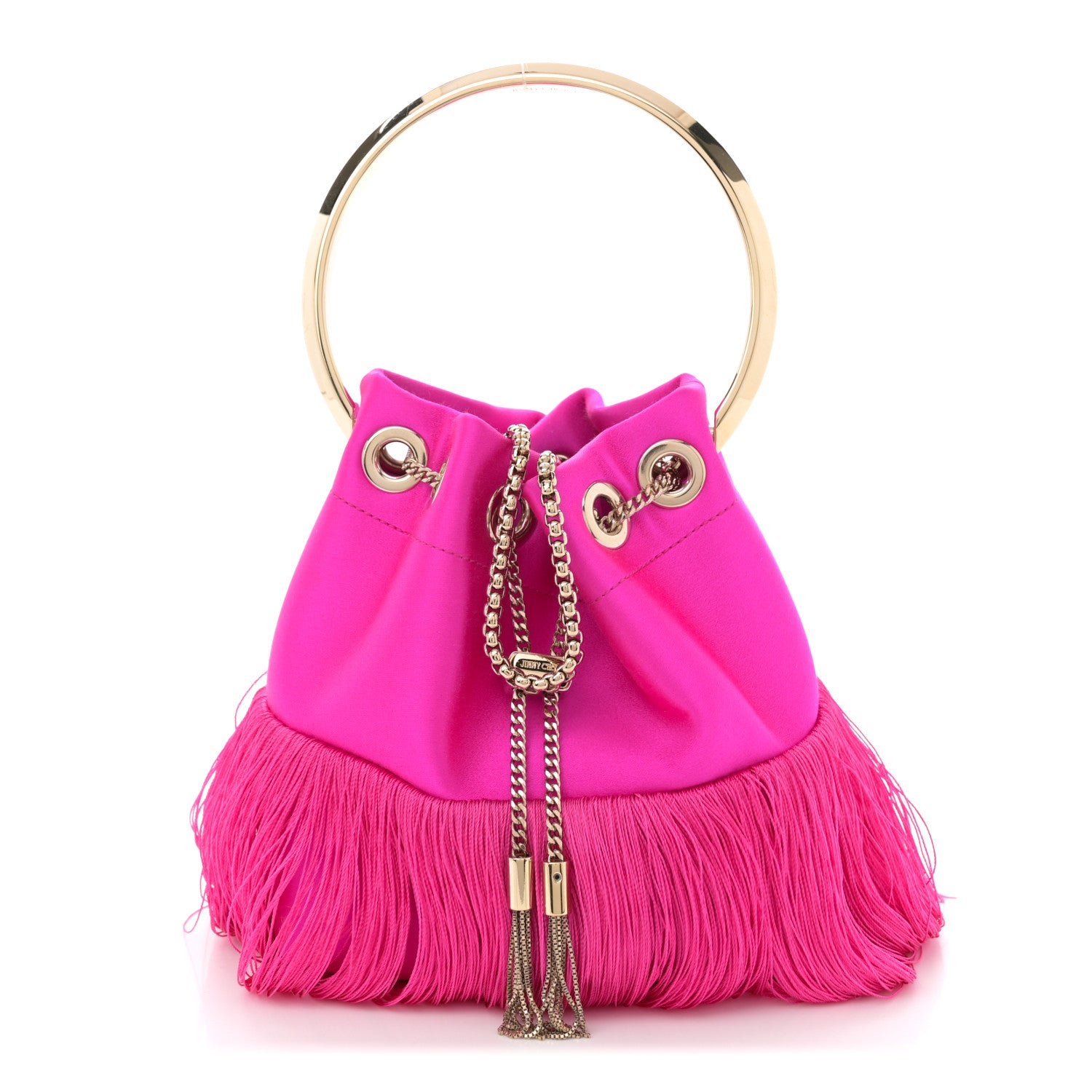 Jimmy Choo Satin Fringe Bon Bon Bag Fuchsia 1653705 – FASHIONPHILE