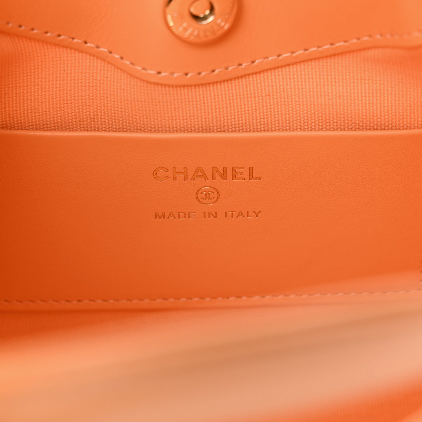 Shiny Crumpled Calfskin Quilted Nano 31 Shopping Bag Orange