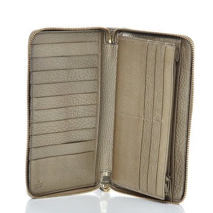 Gucci Metallic Pebbled Calfskin Soho Zip Around Wallet Golden Beige 5 of 10