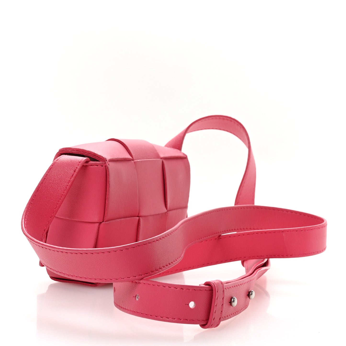 Lambskin Maxi Intrecciato Extra Mini Cassette Crossbody Bag Cranberry