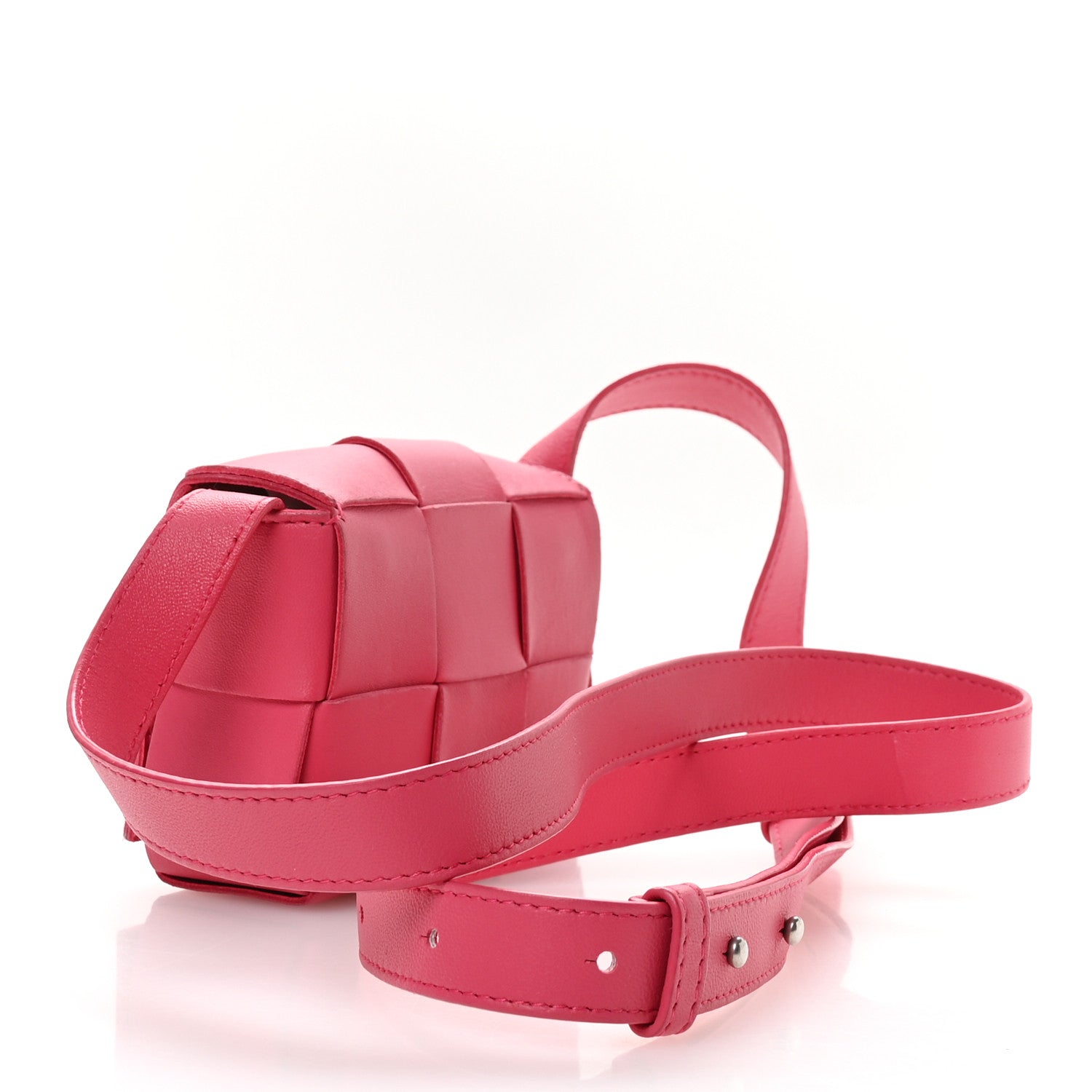 Bottega Veneta Lambskin Maxi Intrecciato Extra Mini Cassette Crossbody Bag Cranberry 3 of 9