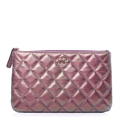 Chanel Iridescent Lambskin Quilted Cosmetic Case Purple 1 of 10