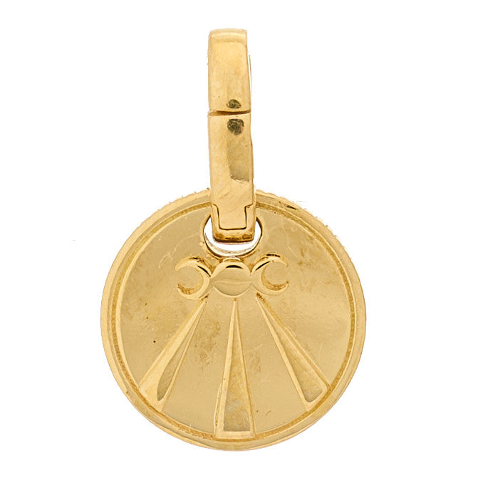 18K Yellow Gold Diamond Miniature Mind Body Soul Wholeness Medallion Annex Link Pendant