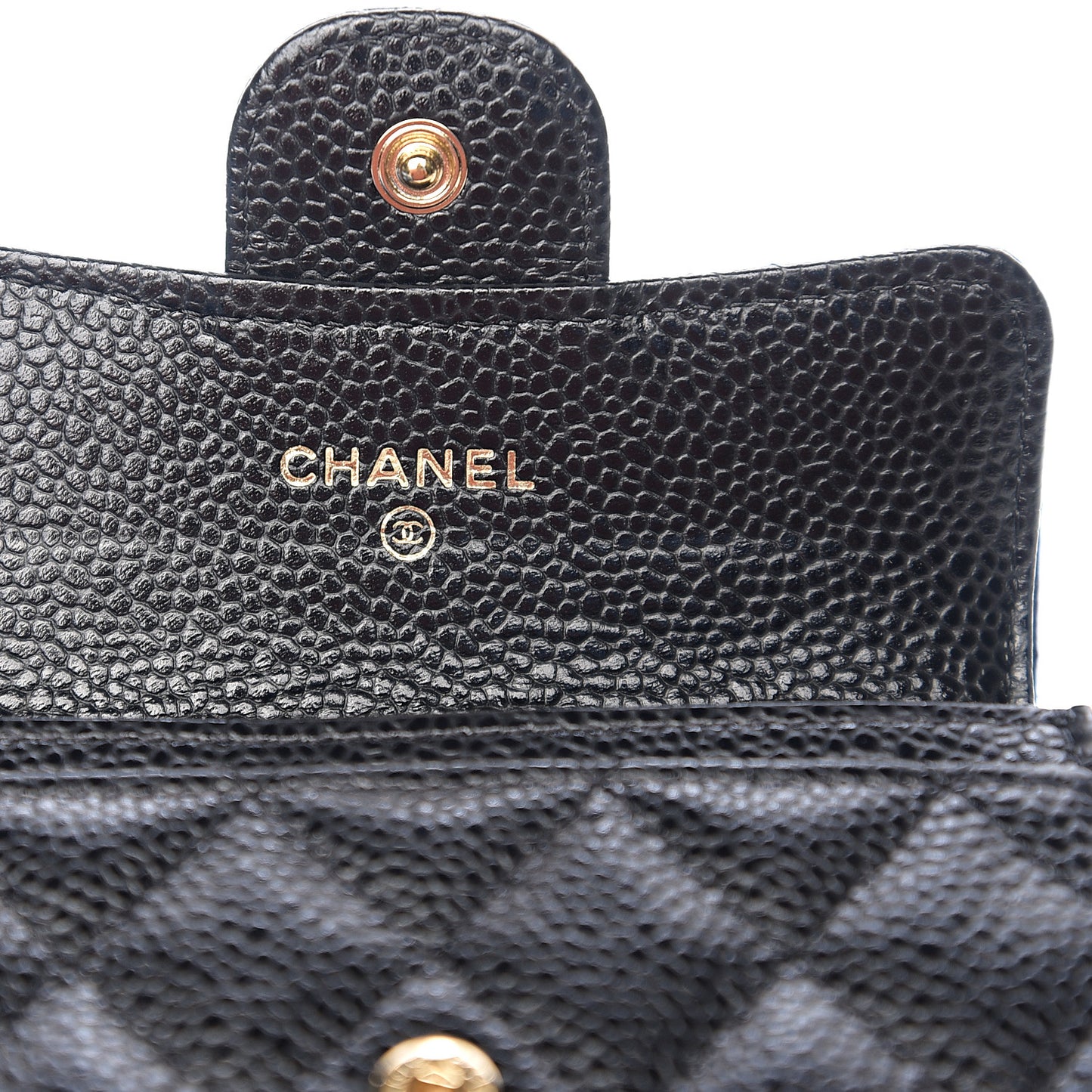 Caviar Quilted Flap Card Holder Black