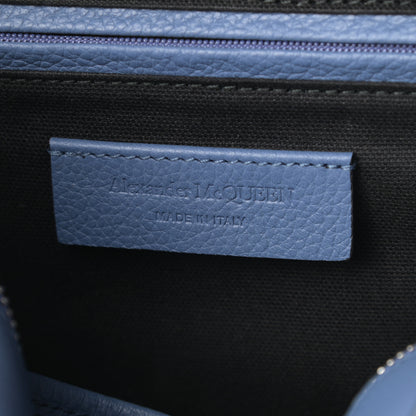 Alexander McQueen Pebbled Calfskin Small Skull Padlock Zip Around Tote Blue 6 of 10