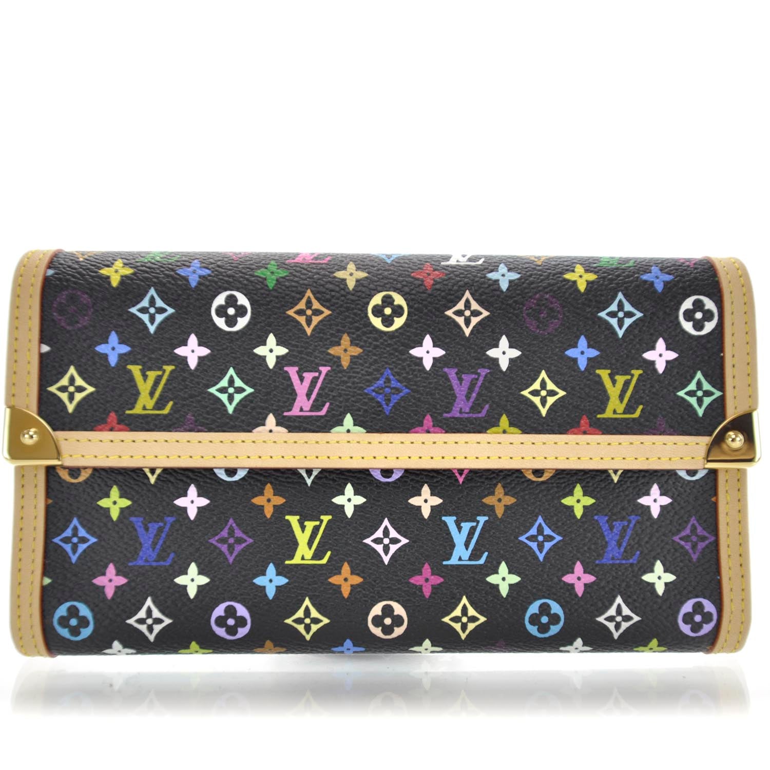 Louis Vuitton Monogram Multicolor Porte Tresor International Wallet Black 1 of 8