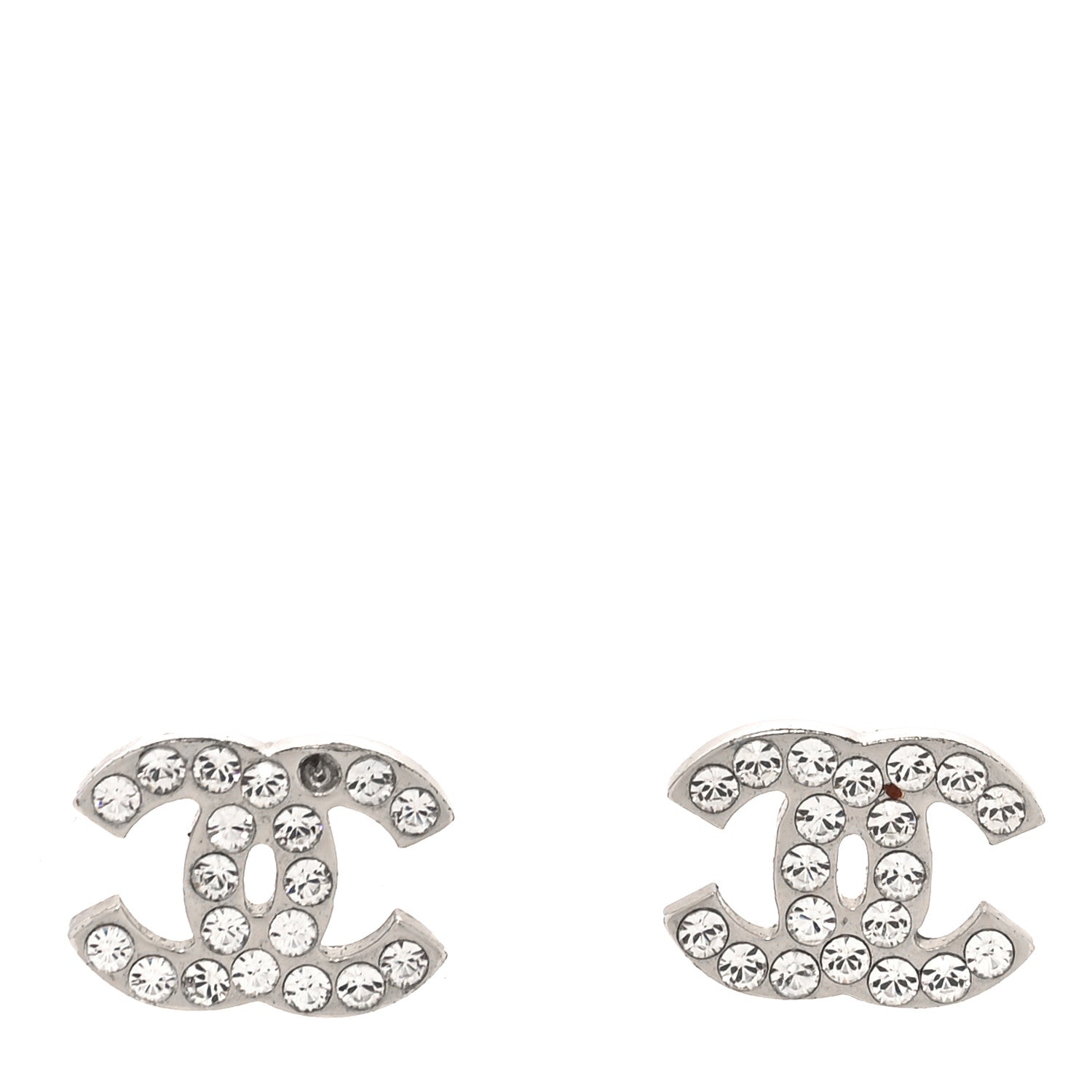 Chanel Crystal CC Earrings Silver 1 of 5