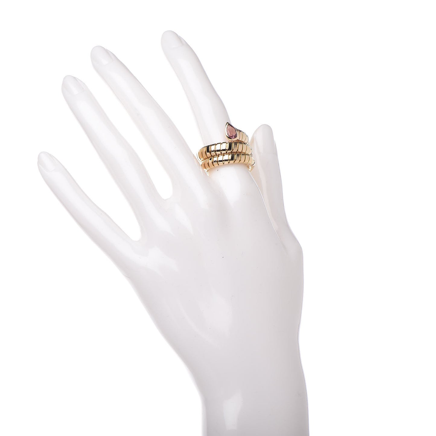 18K Yellow Gold Tubogas Pink Tourmaline Ring 52 6