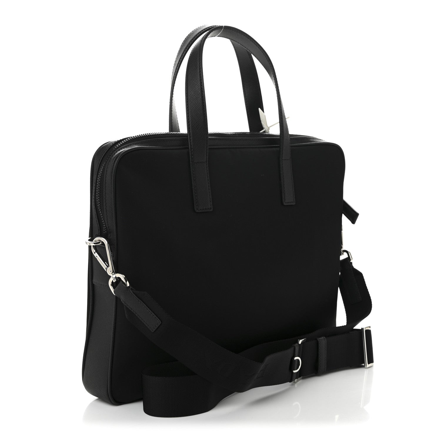 Prada Re-Nylon Saffiano Metal Triangle Logo Briefcase Black 3 of 9