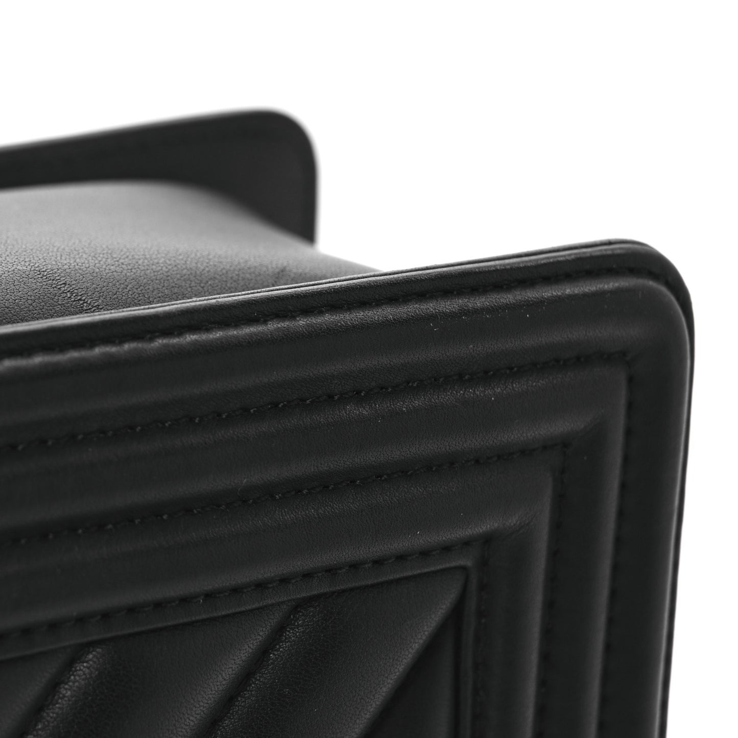 Calfskin Chevron Quilted Medium Boy Flap Black