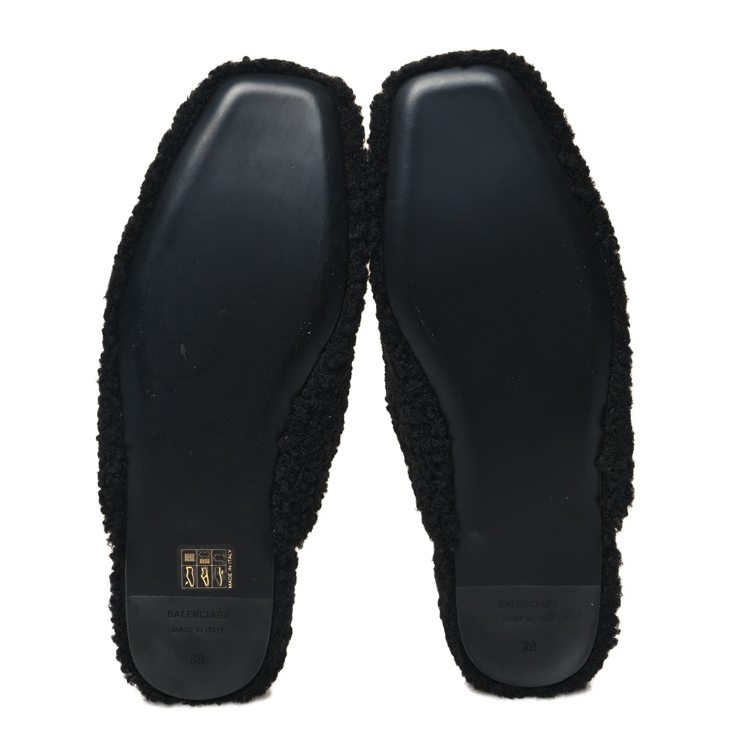 Balenciaga Faux Shearling Cosy BB Mules 39 Black 5 of 7