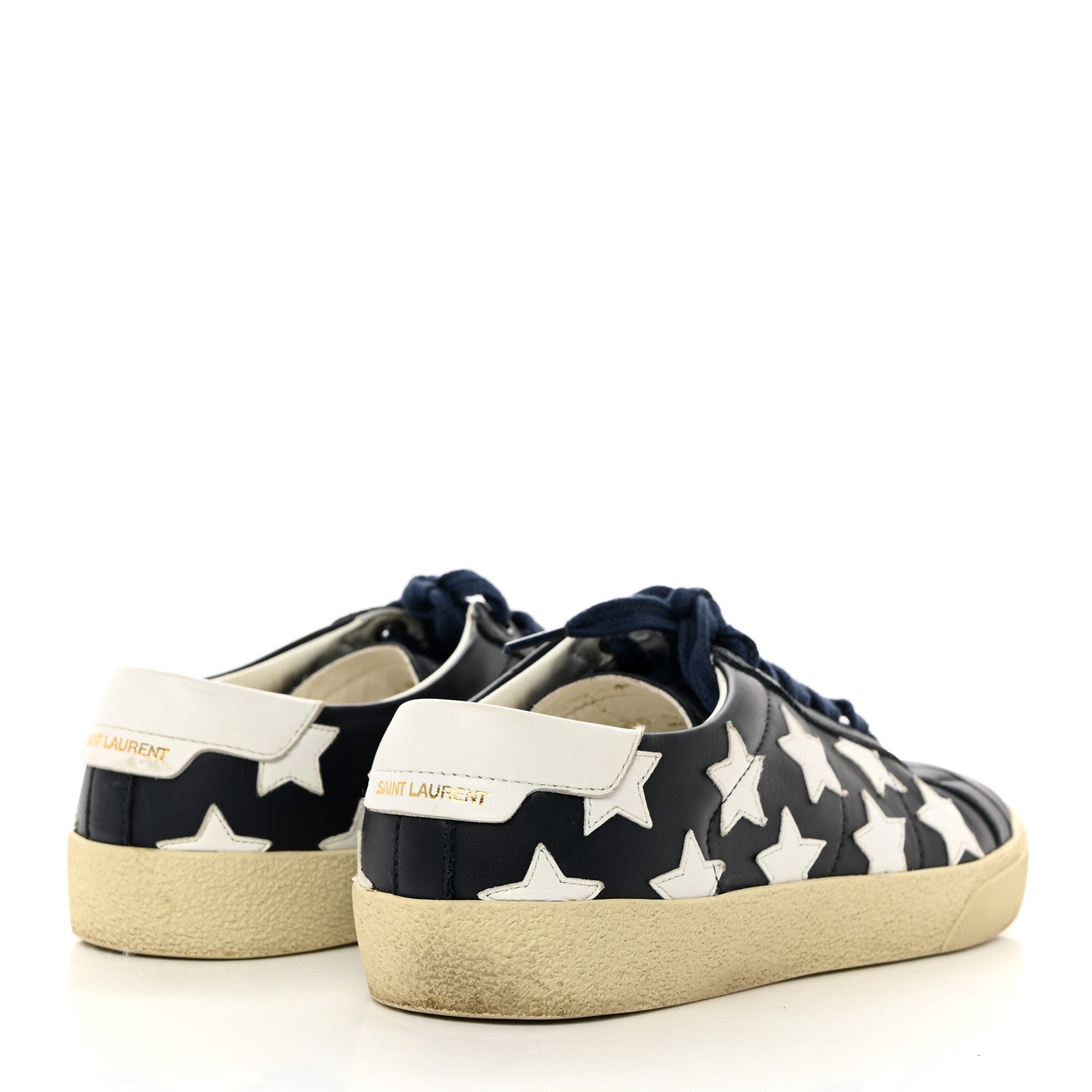 Saint Laurent Calfskin Star Court Sneakers 37 Navy White Optique 4 of 11