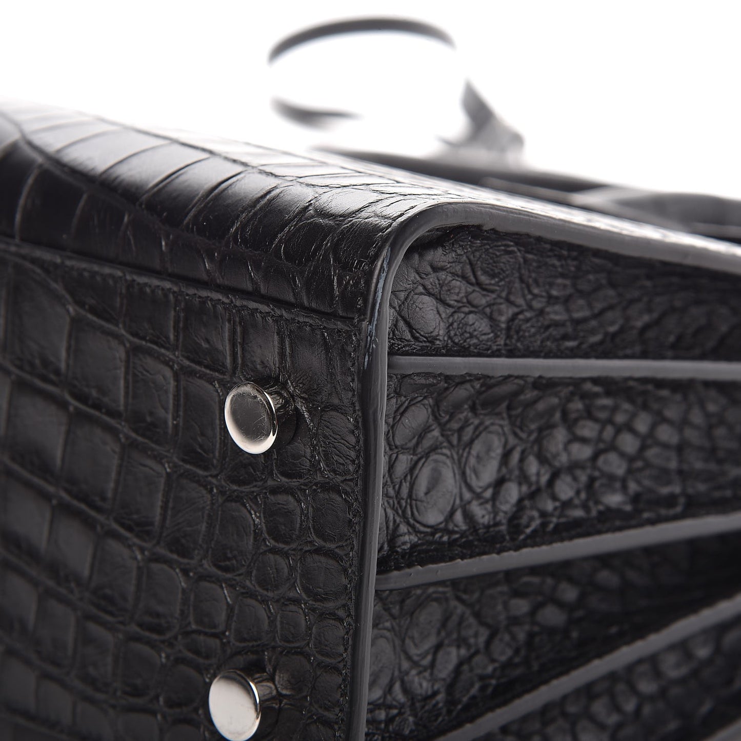 Calfskin Crocodile Embossed Baby Sac De Jour Black