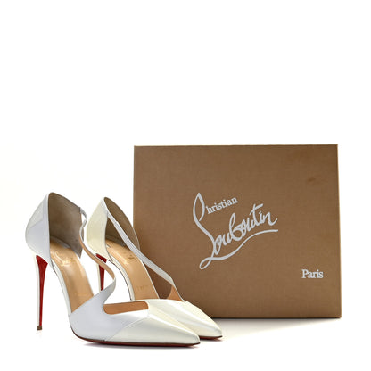 Christian Louboutin Patent Kid Round And Square 100 Pumps 41 Bianco 4 of 15