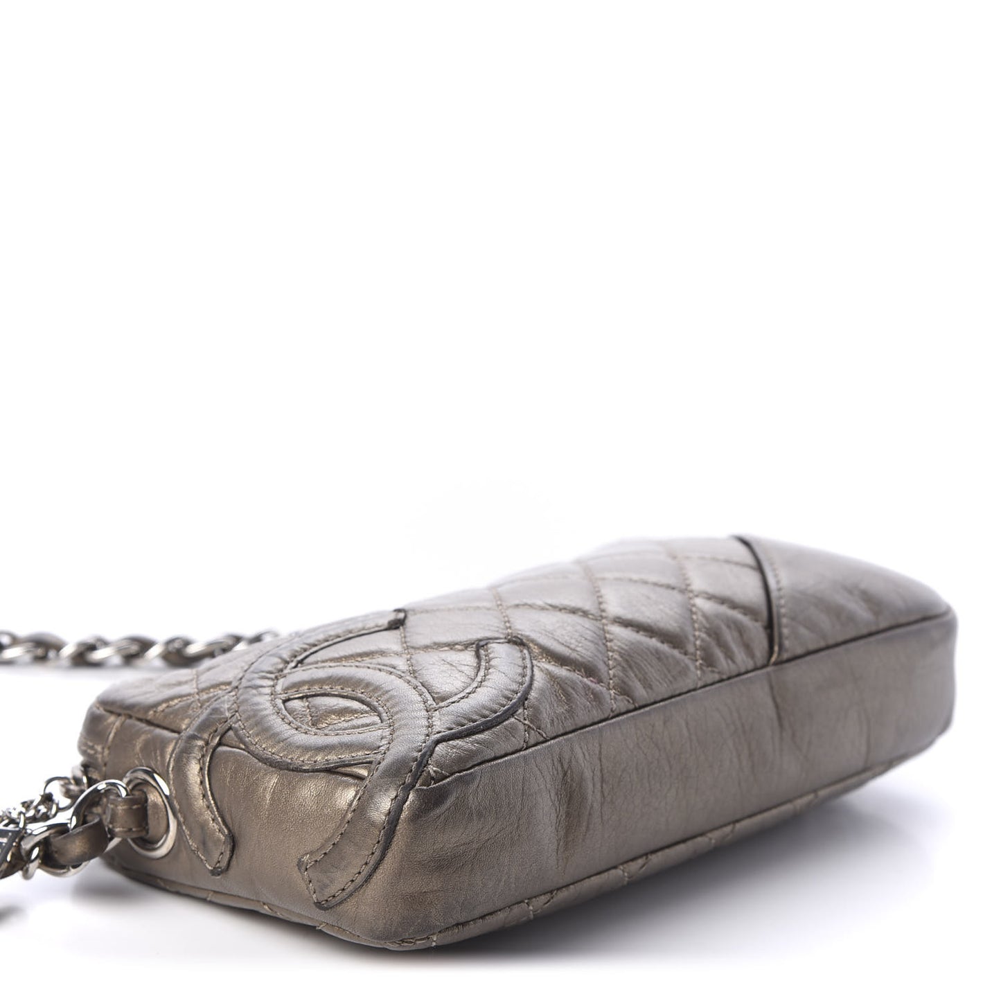 Metallic Aged Calfskin Quilted Cotton Club Pochette Bronze