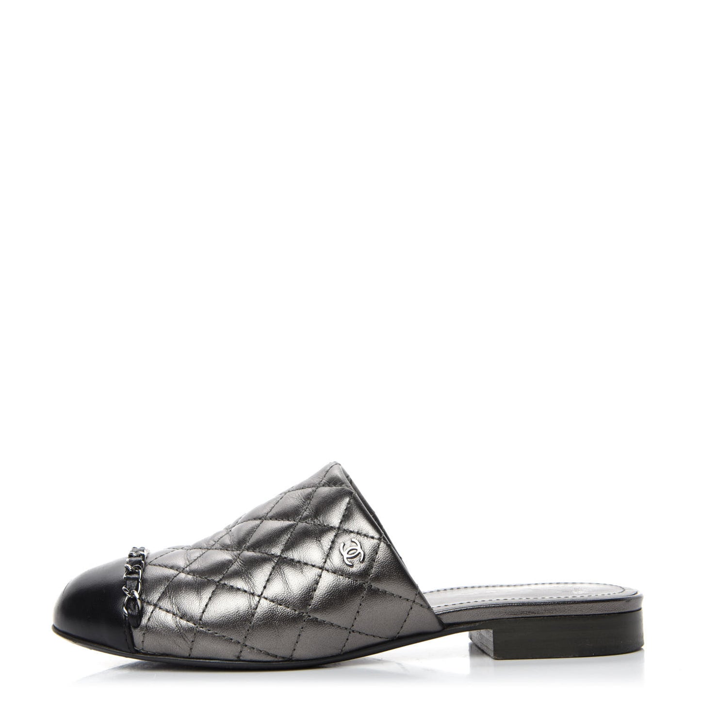 Calfskin Quilted CC Chain Mules 35 Silver