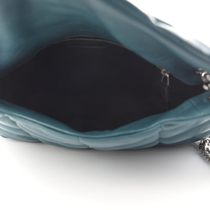 Saint Laurent Lambskin Quilted Medium Loulou Puffer Monogram Chain Satchel Vert Canard 4 of 8