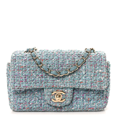 Chanel Tweed Quilted Mini Rectangular Flap Blue Multicolor 1 of 10