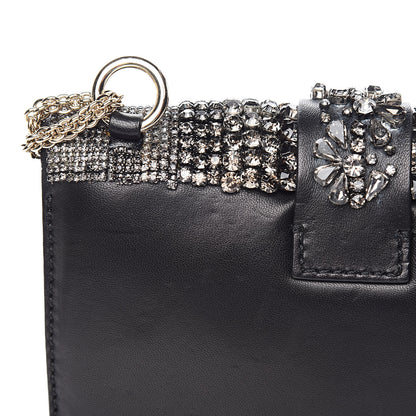 Valentino Garavani Vitello Crystal Embellished Small Glam Lock Rockstud Flap Black 11 of 13